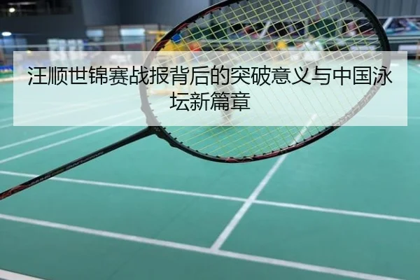 汪顺世锦赛战报背后的突破意义与中国泳坛新篇章